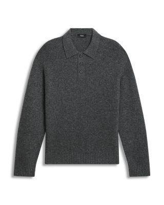 Ribbed Long Sleeve Polo Sweater