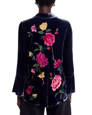 Velvet Bell Sleeve Blouse