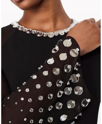 Eurabia Mesh-Sleeve Midi Dress