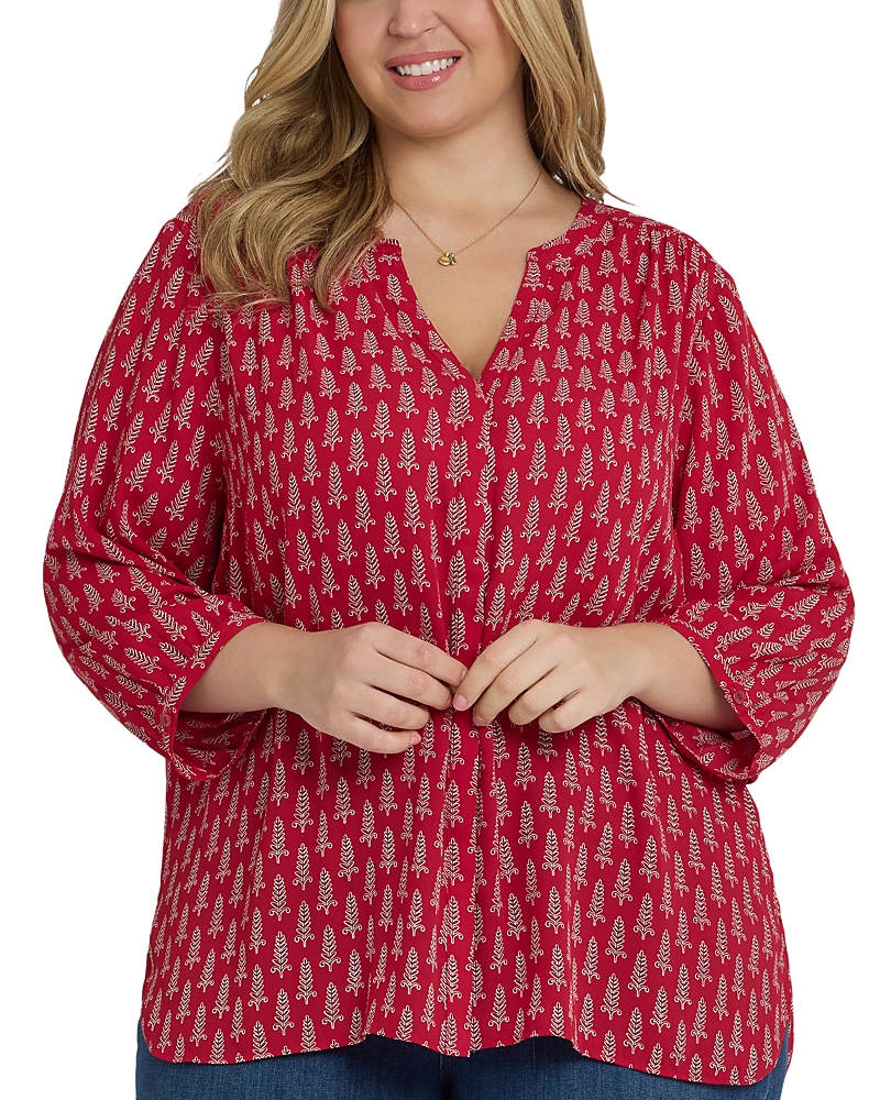 Nydj Pintuck Blouse In Red