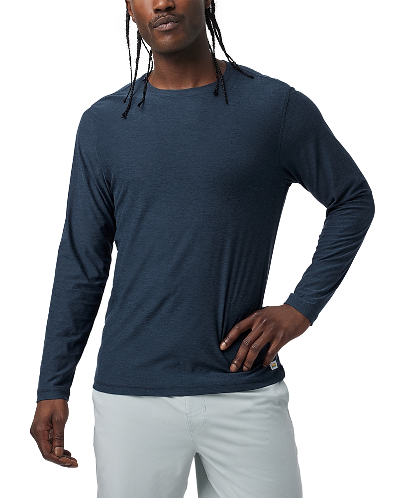 Vuori Strato Tech Long Sleeve Tee In Navy Heather In Blue