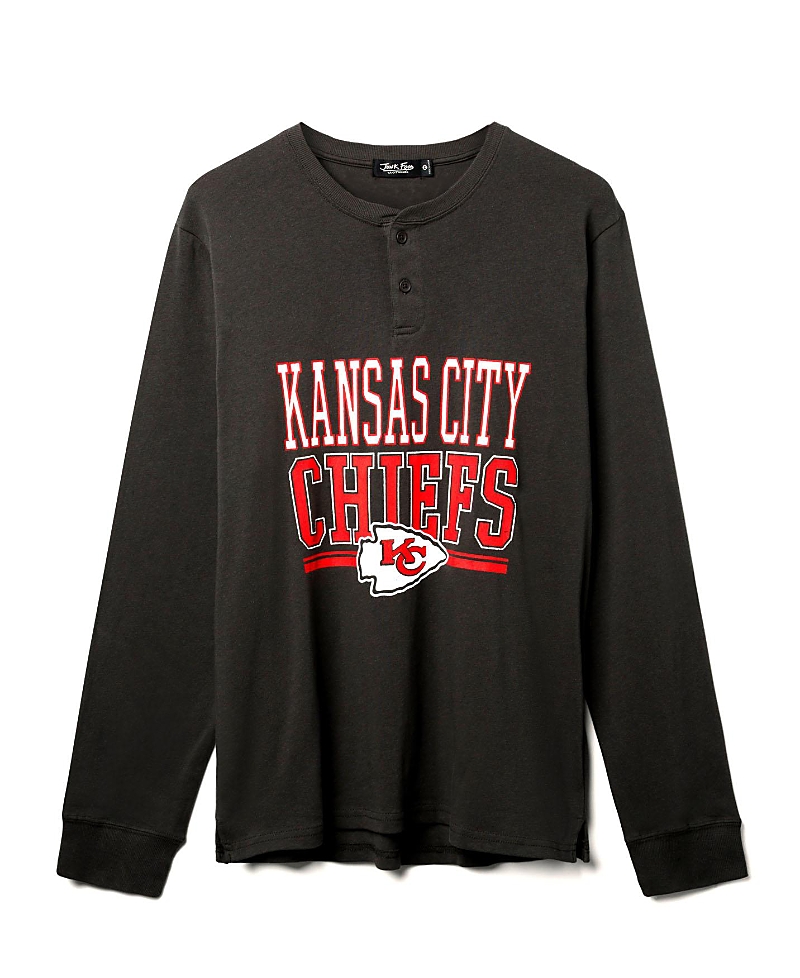Junk Food Clothing Unisex Nfl Kansas City Chiefs Long Sleeve Henley In Black