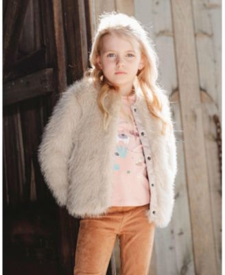 Girls' Short Faux Fur Coat - Big Kid