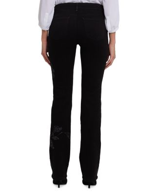 Marilyn Embroidered High Rise Straight Jeans in Black Rinse
