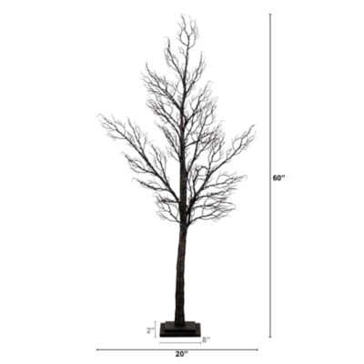 5' Pre-Lit Halloween Minimalist Twig Artificial Fall Tree with 240 Orange & Purple LED Lights