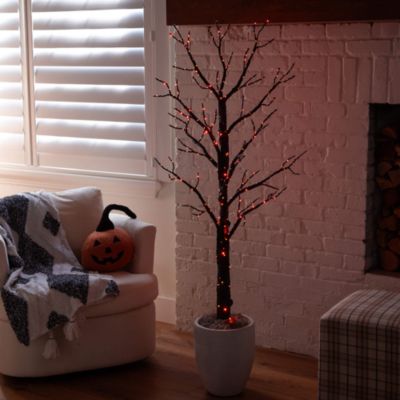 5' Pre-Lit Artificial Halloween Twig Tree with 360 Orange & Purple LED Lights
