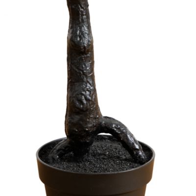 4' Pre-Lit Artificial Halloween Black Spooky Twig Tree with Bats and 120 Orange & Purple LED Lights