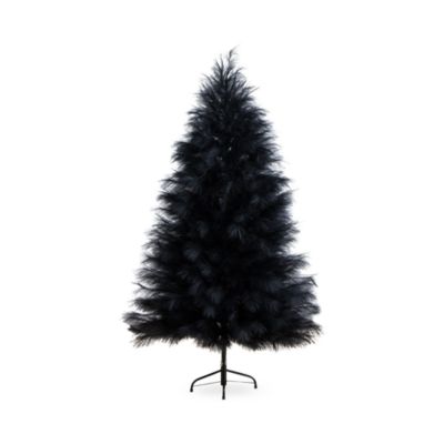 6' Artificial Halloween Black Pampas Grass Christmas Tree