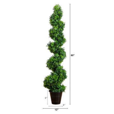 5' UV Resistant Boxwood Spiral Topiary Artificial Tree in Decorative Planter (Indoor/Outdoor)