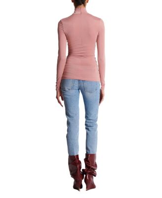  Pleated Long-Sleeved Jersey Top