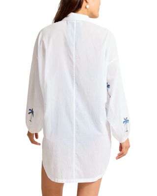 Catalina Coast Palm Boyfriend Shirt Swim Cover-Up