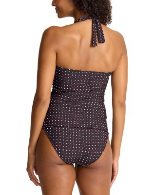 Sunset Blooms Reversible Halter Tankini Top