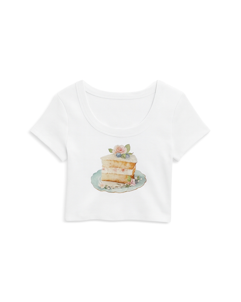 KatieJnyc Girls' Cake Graphic Baby Tee - Big Kid