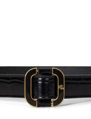 Women's Leather Slide Buckle Croc Embossed Belt