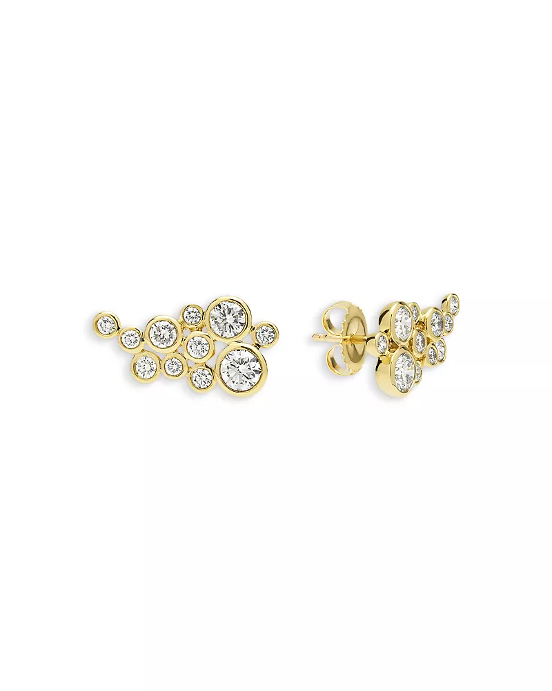Lagos 18K Yellow Gold Fizz Diamond Bezel Grape Cluster Stud Earrings