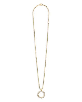 18K Yellow Gold Fizz Diamond Bezel Circle Pendant Necklace, 16-18"