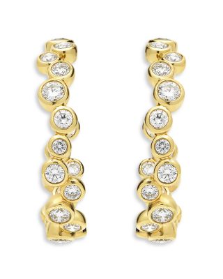 18K Yellow Gold Fizz Diamond Bezel Inside Out Hoop Earrings