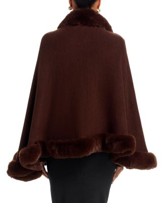 Faux Fur Trim Poncho
