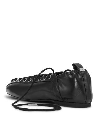 Women's Eyelets Lace Up Ballet Flats