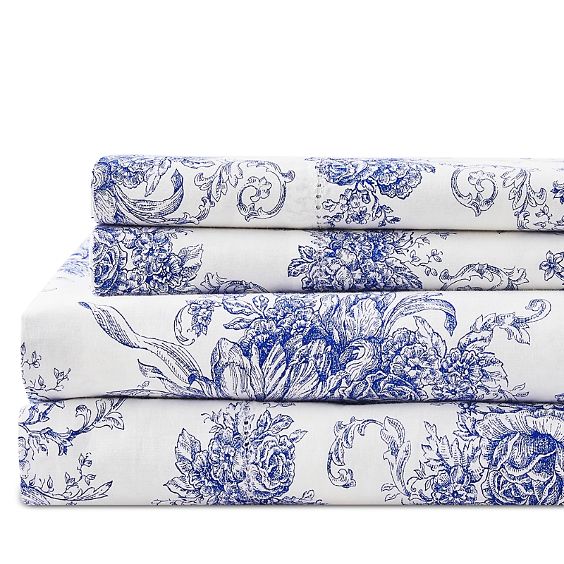 Bedford Lane Petite Toile De Joie Percale Sheet Set, Twin In Blue