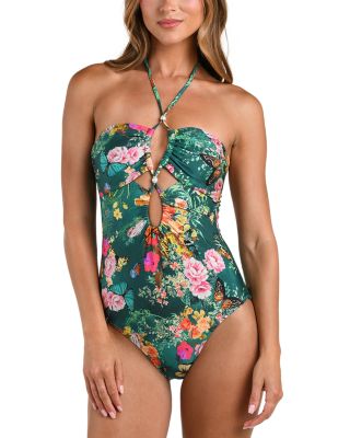 Shiva Charonda Butterfly Keyhole Bandeau One Piece Swimsuit