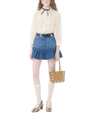 Nellc&ocirc;te Mini VLogo Shopping Tote Bag in Suede