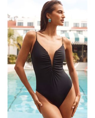 Lilou Patch Leopard V Wire Plunge One Piece Swimsuit