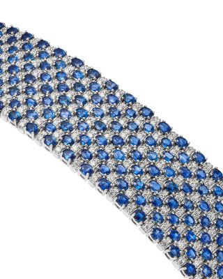 Sapphire & Diamond Multi Row Bracelet in 14K White Gold