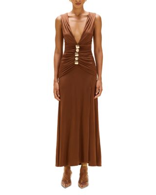 Moonlit Jersey Plunge Neck Gown