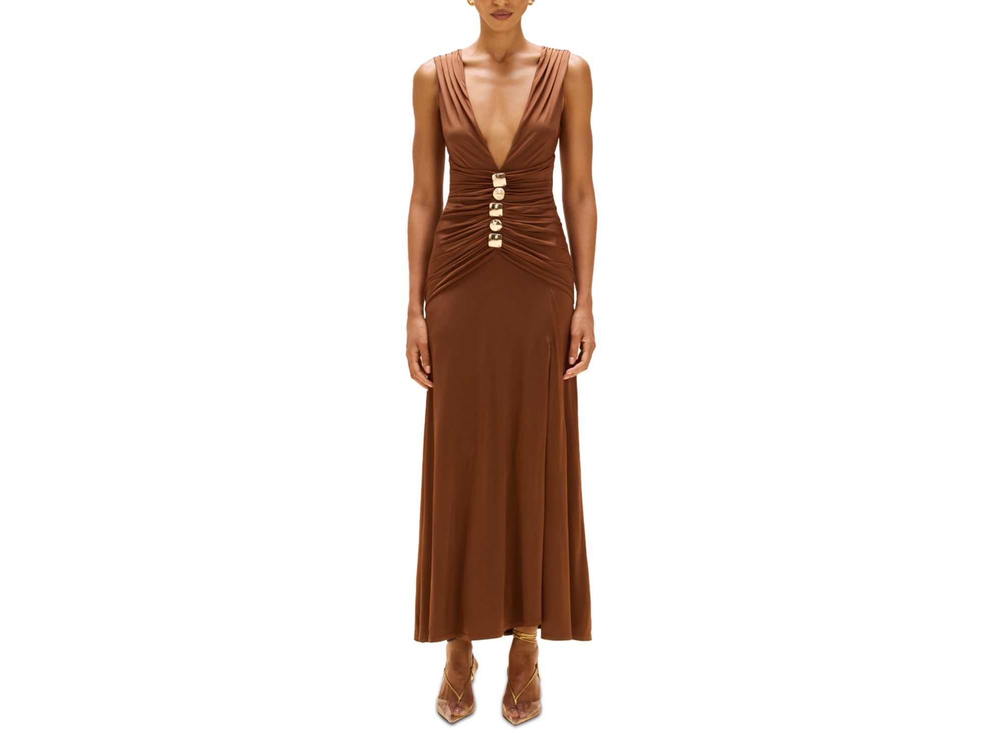 Moonlit Jersey Plunge Neck Gown - Image 1