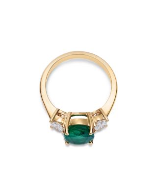 Emerald & Diamond Ring in 14K Yellow Gold