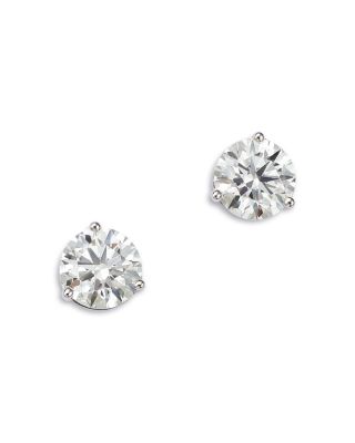 Certified Lab Grown Diamond Stud Earrings in 18K White Gold, 3.0 tcw