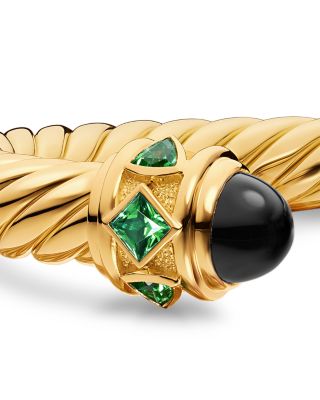 Renaissance&reg; Cablespira&reg; Bracelet in 18K Yellow Gold with Black Onyx and Tsavorite, 9mm