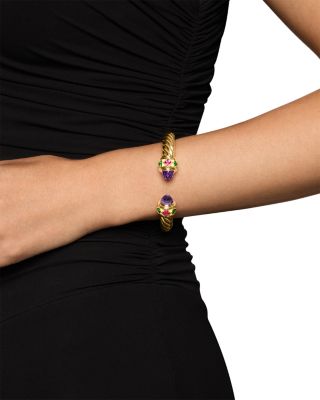 Renaissance&reg; Cablespira&reg; Bracelet in 18K Yellow Gold with Amethyst, Pink Tourmaline and Tsavorite, 9mm