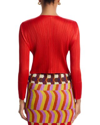 Pliss&eacute; Open Front Cardigan