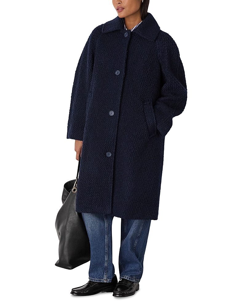 Whistles Romy Boucle Coat In Blue
