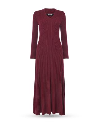 V Neck Cable Ribbed Knit Dress