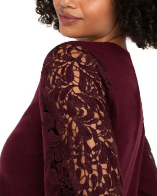 Lace Trim Crewneck Sweater