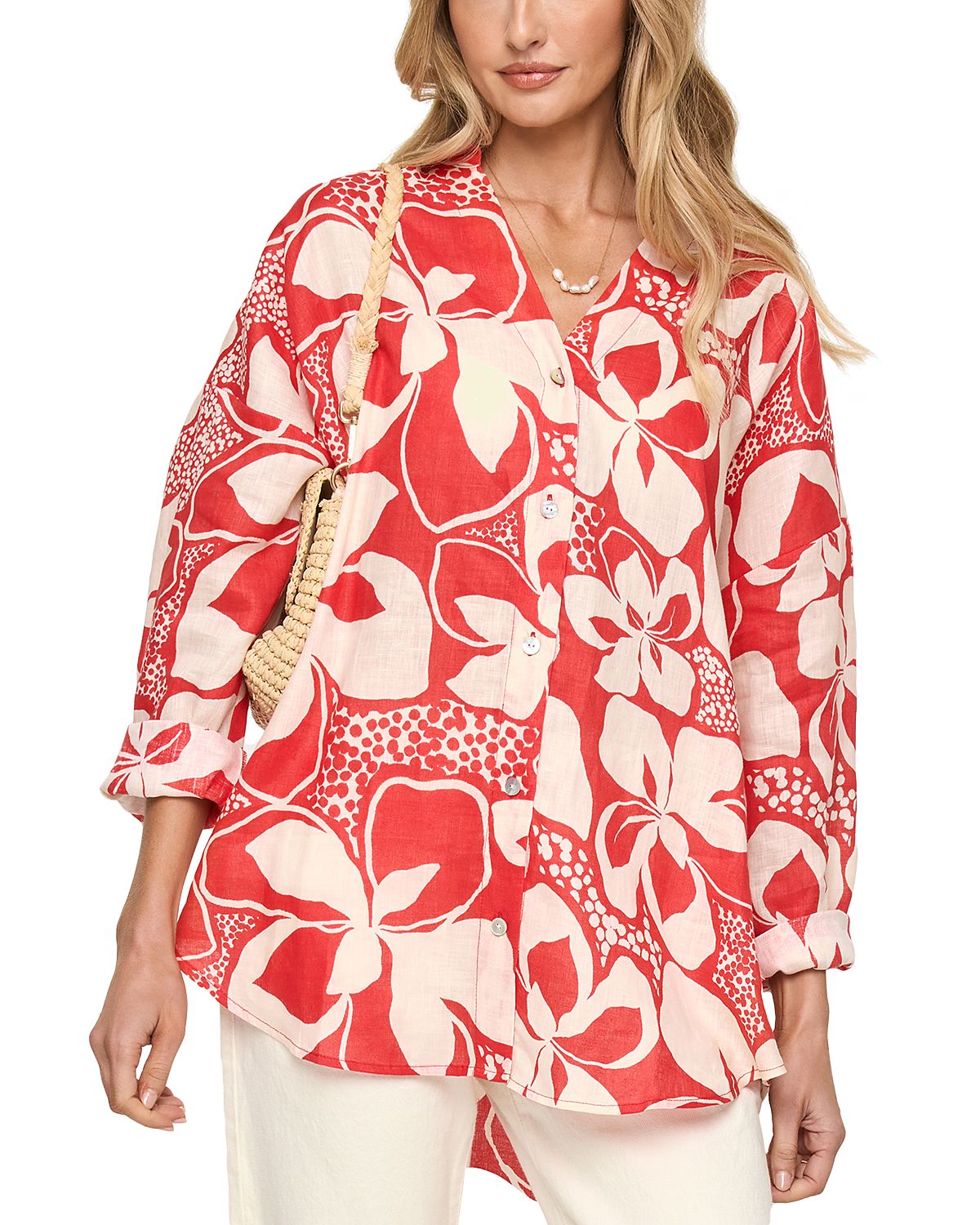 L*Space Rio Button Front Linen Cover Up Tunic