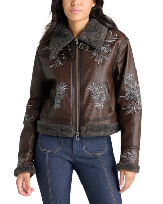 Devyn Faux Leather Aviator Jacket