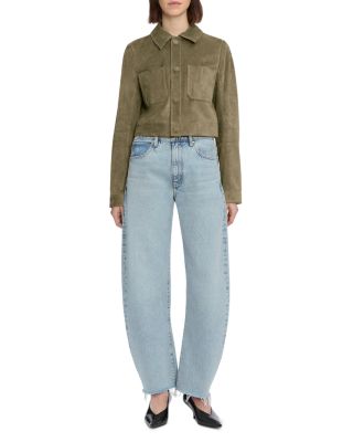 The Bubble High Rise Crop Barrel Leg Jeans in Outlaw Raw Fray