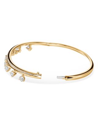 18K Yellow Gold Barre Diamond Dangle Pav&eacute; Bangle Bracelet