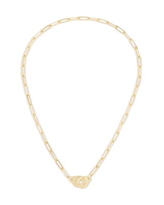 18K Yellow Gold Menottes Dinh Van Handcuff Open Paperclip Link Chain Pendant Necklace, 17.32"