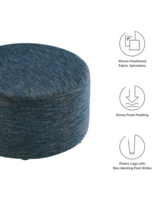 Callum Large 29" Round Woven Heathered Fabric Upholstered Ottoman