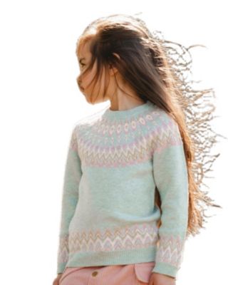 Girls' Sweater with Norwegian Jacquard - Little Kid