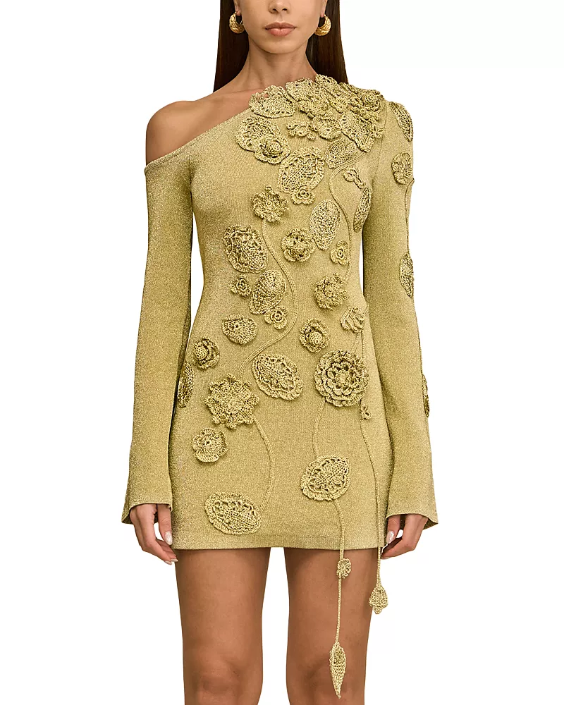 Cult Gaia Kaela Floral Applique Knit Dress
