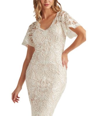 Arnett Embroidered Flutter Sleeve Dress