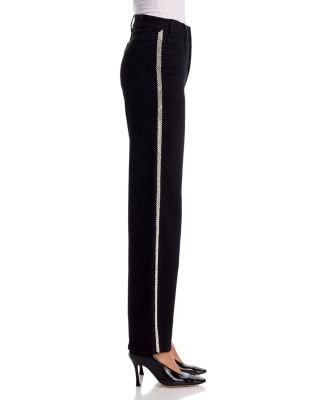 Erika Crystal Embellished High Rise Jeans in Black