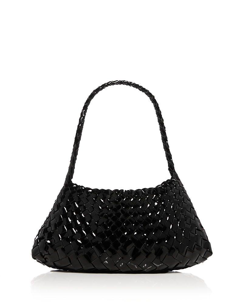 Dragon Diffusion Rosanna Woven Patent Leather Shoulder Bag In Black