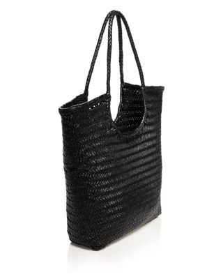 Arched Diagonal Woven Leather Tote